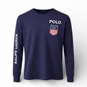 Polo Ralph Lauren Navy Long Sleeve Logo Shirt Mens S 1967 Crest Classic